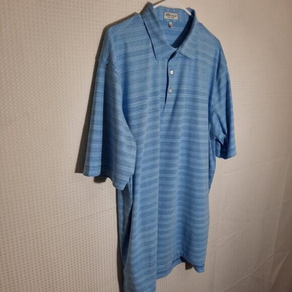 Peter Millar XL Polo Mens Sky Blue Stripe Summer Comfort Golf Shirt Stretch - Picture 2 of 6